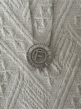 Sterling Silver Initial 'F' Circle Pendant Necklace - Silver